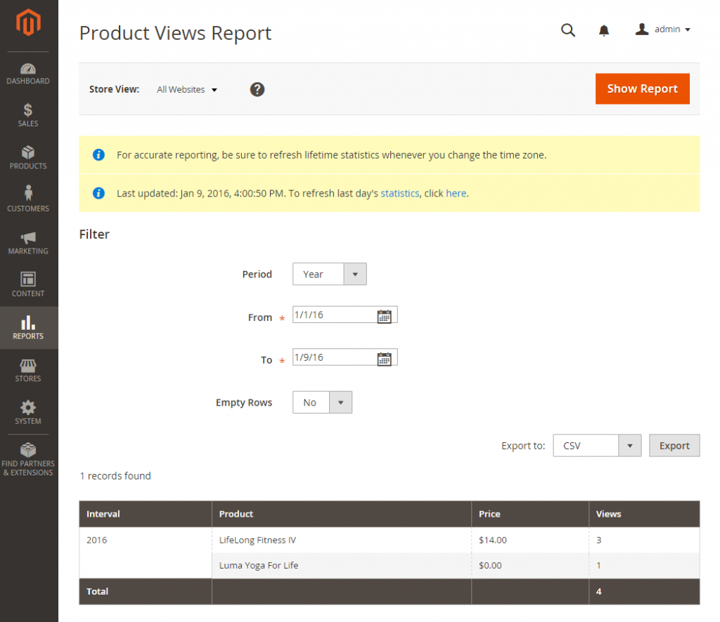 Product Views Report in Magento 2